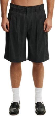 Cotton On Mens Super Baggy Pleated Short in Dark Charcoal Pinstripe at Nordstrom, Size 32