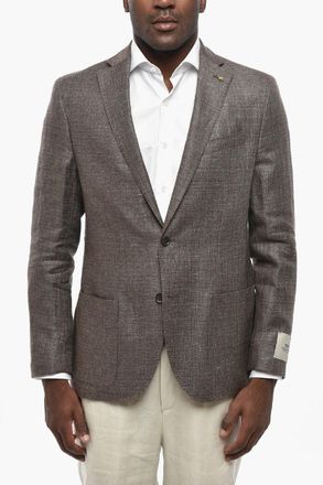 Corneliani CC COLLECTION Blazer Semifoderato in Misto Lino con Tasche a Toppa Corneliani