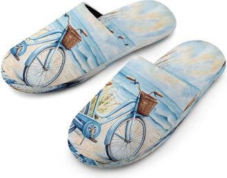 Generic Bike Beach Mens Cotton Slippers Memory Foam Comfort House Shoes Winter Indoor Slipper for Hotel Casa Spa