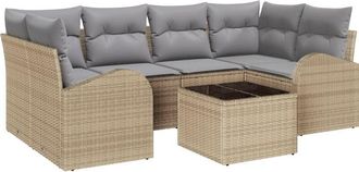 vidaXL Garden Sofa Set 7 pcs Beige 55 x 55 x 37 cm Poly rattan Vidaxl
