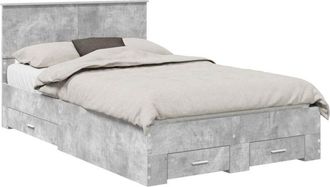 vidaXL Estructura De Cama Con Cabecera Gris Concreto 120 X 190 Cm Vidaxl