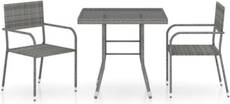 vidaXL 3 Piece Garden Dining Set Poly Rattan Anthracite & Grey Vidaxl