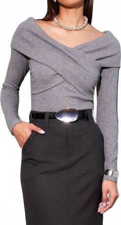 Fifteen Twenty Lana Crossover Drape Top In Silver
