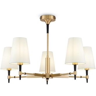 Maytoni Lampadario Contemporaneo Zaragoza Metallo Ottone 5 Luci Diffusori In Pvc Bianchi