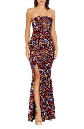 Dress The Population Janelle Floral Sequin Gown in Black Multi at Nordstrom, Size Large