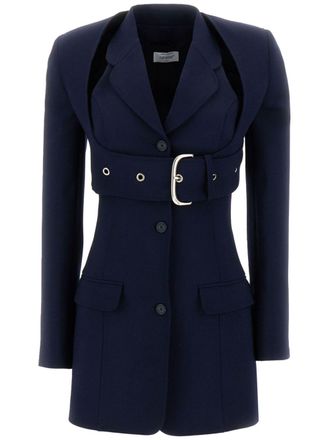 Off-white belted blazer - women - Spandex/Elastane/Virgin Wool/Nylon/Viscose - 40 - Blue