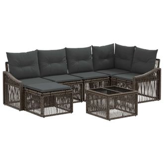vidaXL Conjunto De Sof&aacute;s De Jard&iacute;n 7 Pcs Gris Rat&aacute;n Sint&eacute;tico Vidaxl