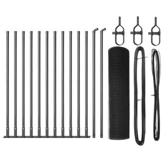 Berkfield Home Welded Wire Fence with 13 Flanged Posts Grey 0.4x25 m Steel