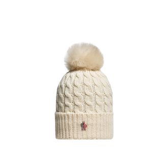 Moncler Moncler Wool Beanie With Pom Pom, Women, White, Size: One Size