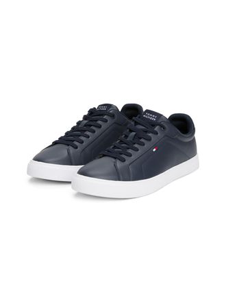 Tommy Hilfiger Sneaker TOMMY HILFIGER ICON COURT LTH FLAG ESS, Herren, Gr. 41, blau (dunkelblau), Leder, Lederimitat, Schuhe Sneaker, Freizeitschuh, Halbschuh, Schn&uuml;