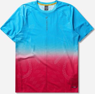 Asics Men s DISTANCE Metarun Fade Shortsleeve Top Digital Aqua