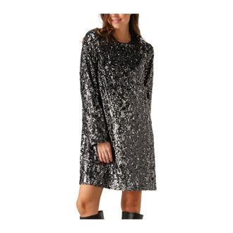 Gestuz Kleedjes, Dames, Grijs, L, Pailletten, Glanzende Paillet Feestjurk