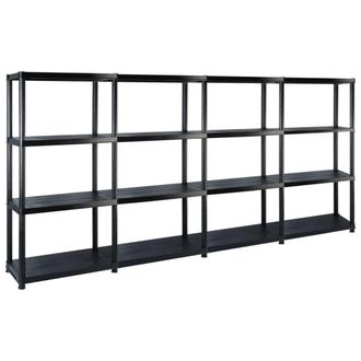 Berkfield Home Storage Shelf 4-Tier Black 244x30.5x130 cm Plastic