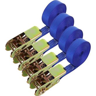 OEM Juego De 4 Correas De Trinquete, Correas De Trinquete De 800 Kg, 6 M &times; 25 Mm, Correas De Amarre De Poli&eacute;ster, Correas De Amarre Con Tensor De Trinquet