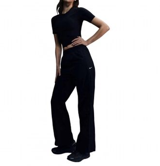 Nike Windrunner High-Waisted Woven Open-Hem Pants In Black