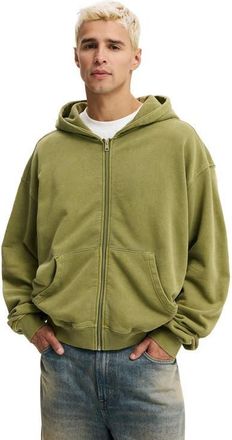 Cotton On Mens Cropped Zip Up Hoodie in Grass Green Wash at Nordstrom, Size Xx-Large
