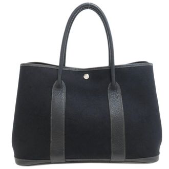 Herm&egrave;s Black Toile Officier Tote Bag (Pre-Owned)