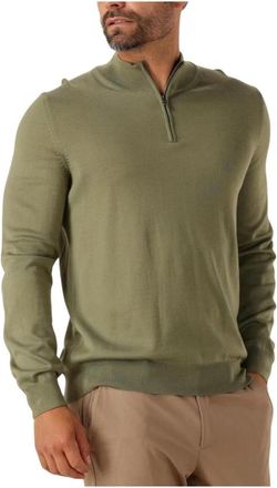 HUGO BOSS Ebenji Half Zip Sweater - Heren - Ronde hals truien - Groen - 2XL - Wol - Truien & Vesten