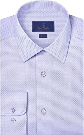 David Donahue Trim Fit Light Purple Micropattern Cotton Dobby Dress Shirt in Lilac/Blue at Nordstrom, Size 18.5 - 36