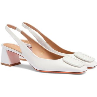 Santoni Leather mid-heel slingback in White at Nordstrom, Size 11