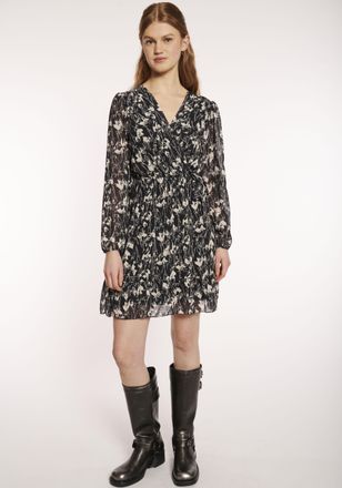 Hailys Wickelkleid HAILYS SH P DR Ro44mina, Damen, Gr. L, N-Gr, schwarz (8030 schwarz flower), Web, Obermaterial: 100% Polyester, gebl&uuml;mt, kniefrei, V-Aussch