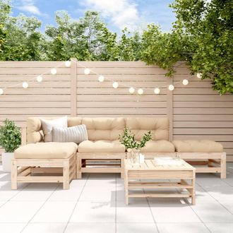 vidaXL Juego De Muebles De Jard&iacute;n 6 Piezas Madera Maciza De Pino Vidaxl
