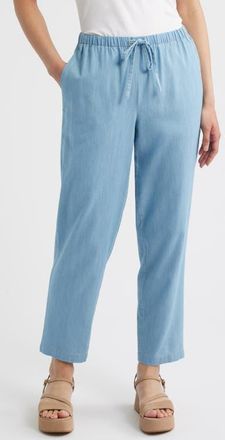 Eileen Fisher Tapered Ankle Drawstring Pants in Washed Indigo at Nordstrom, Size X-Large