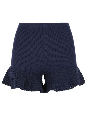 Self Portrait Navy Blue Viscose Blend Shorts