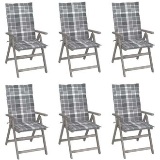 vidaXL Sillas Reclinables Jard&iacute;n Y Cojines 6 Uds Madera Maciza Acacia Vidaxl
