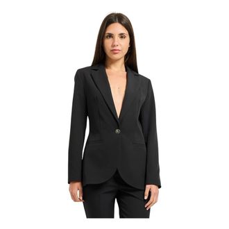Yes-Zee Single-breasted Jasje - Dames - Blazers - Zwart - L - Leer - Jassen