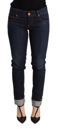 Acht Womens Skinny Jeans Dark Wash - Dark Blue Cotton - Size 26 (Waist)