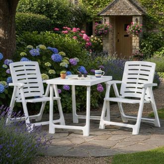 Dmora Dmora Ensemble Compos&eacute; De 1 Table Pliante Et 2 Chaises Pliantes, Made In Italy, Couleur Blanche