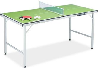 Relaxdays Relaxdays - Mesa Ping Pong, Tablero Pimp&oacute;n Plegable, Tabla Midi, Incluye Red, 2 Palas, 3 Pelotas, 70 X 70 X 150 Cm, Verde