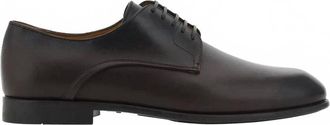 Ferragamo Mens Lace-Up Leather Derby Shoes In Black