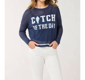 Shiraleah Catch Of The Day Mesh Sweater In Navy