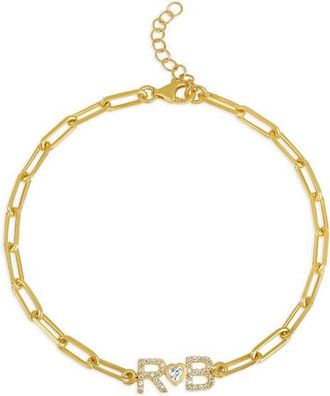 SHYMI Pav&eacute; Initial Heart Bracelet in Gold at Nordstrom