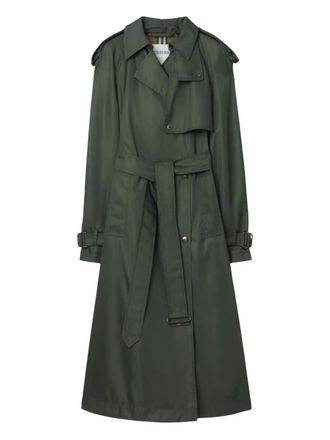 Burberry hooded belted nylon trench coat - Green