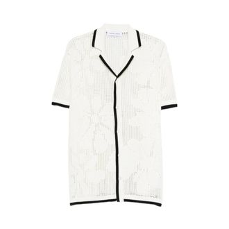 Maison Labiche Cardigans, male, White, Size: L Short Sleeve Cardigan