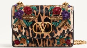 Valentino Garavani Valentino Garavani Vain shoulder bag in embroidered pony-effect kidskin leather Wo