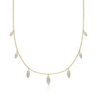Ross-Simons Diamond Oval Drop Station Necklace in 18kt Gold Over Sterling
