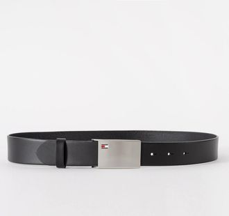Tommy Hilfiger Mens Tommy Hilfiger TH Plaque Mens Adjustable Belt 3.5cm - Black - Size: W34