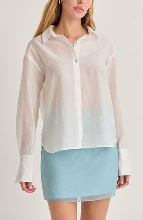 Crescent Crinkled Tencel Button Up Shirt in White at Nordstrom, Size X-Small