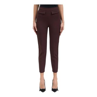 Elisabetta Franchi Cropped Trousers, female, Brown, Size: XS Pantalone in tessuto stretch