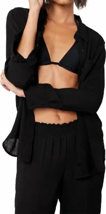 bobi Long Sleeve Button Down Shirt In Black