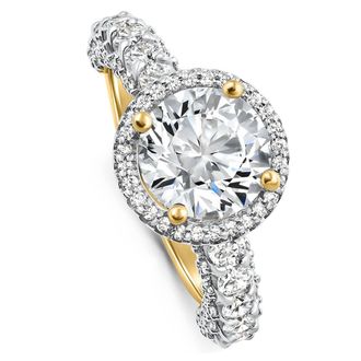 Pompeii3 Certified 4.00Ct Diamond Engagement Ring 14k Gold Lab Grown (2 1/2Ct Center) Size: 7