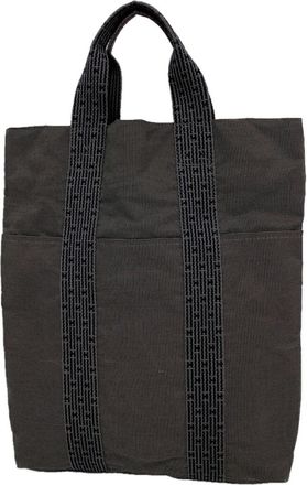 Herm&egrave;s Gray Nylon Tote Bag (Pre-Owned)