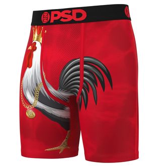 PSD Mens Cocky Boxer Briefs - Breathable and Supportive Mens Underwear with Moisture-Wicking Fabric, Red Cocky, M