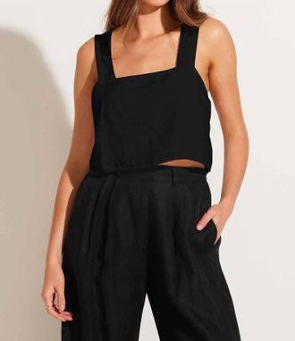 Vitamin A Tallows Linen Crop Top In Black