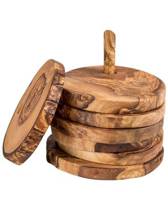 Lipper International Olive Wood Coaster Set
