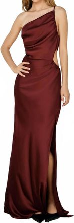 Dress Forum Dull Satin One Shoulder Ruched Maxi Dress In Red